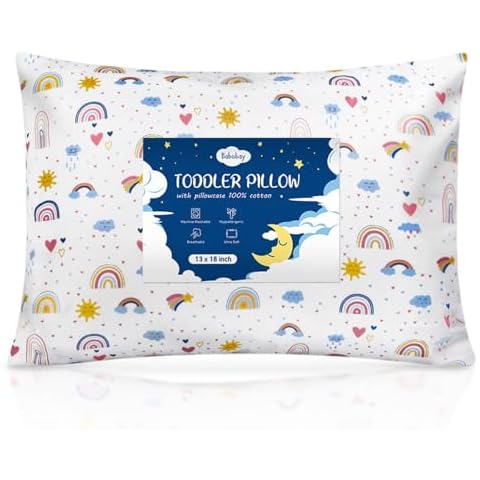 Toddler Pillow with Cute Rainbow Pattern Cover