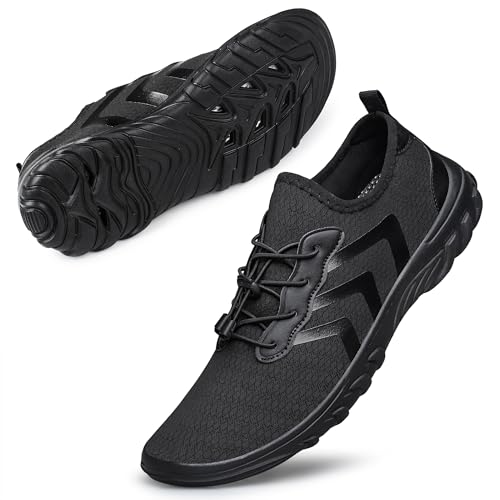 SILLENORTH Water Shoes Mens Womens Quick-Dry Aqua Shoes for Beach Pool Swim Kayaking Surf Boating Hiking Black