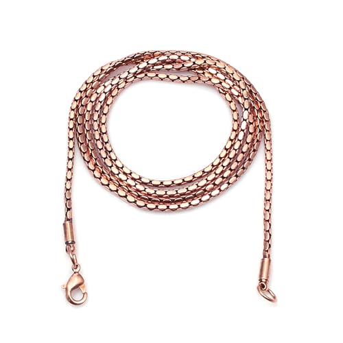 Silver Palace Herringbone Copper Chain Necklace - 16 Inch Pendant Holder, Eco-Friendly Gift, Rose Gold
