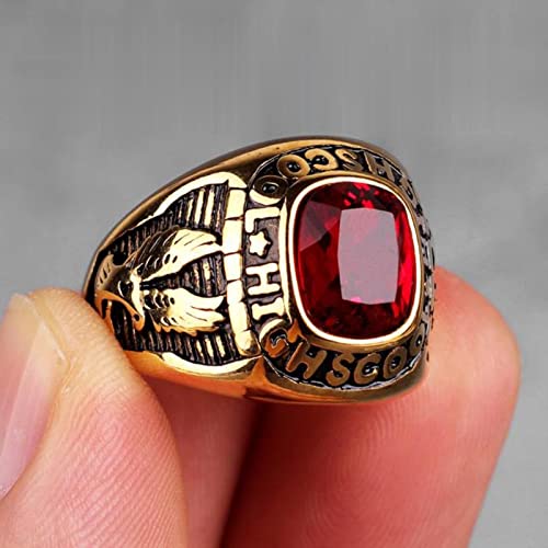 XJruixi Stainless Steel Men Rings Rhinestone High School Eagle Punk Hip Hop for Biker Male Boyfriend Jewelry Creativity Gift Wholesale