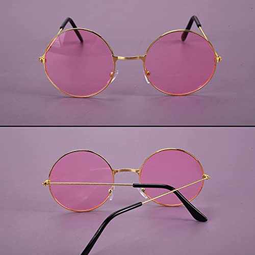 Jomnvo 2 Pieces Hippie Retro Sunglasses John 60's Style Round Colored Glasses Fancy Dress Costume Accessories steampunk buy now online