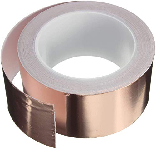 Copper Foil Tape, Conductive Adhesive (2inch X 66 FT), High Temperature Resistance Copper Electrical Adhesive Roll for Guitar & EMI Shielding, Slug Repellent, Crafts, Electrical Repairs, Grounding