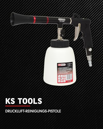 KS Tools Druckluft Reinigungspistole 515.1980 1L I Soda Reinigungspistole Druckluft inkl. 360° drehbarem und 30° abwinkelbarem Kugelgelenk-Stecknippel