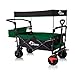Produktbild SAMAX Bollerwagen mit Dach Faltbar - Handwagen Transportwagen Gerätewagen Faltwagen - klappbar mit Bremse und Hecktasche - für alle Offroad Gelände geeignet - Schwarz/Grün