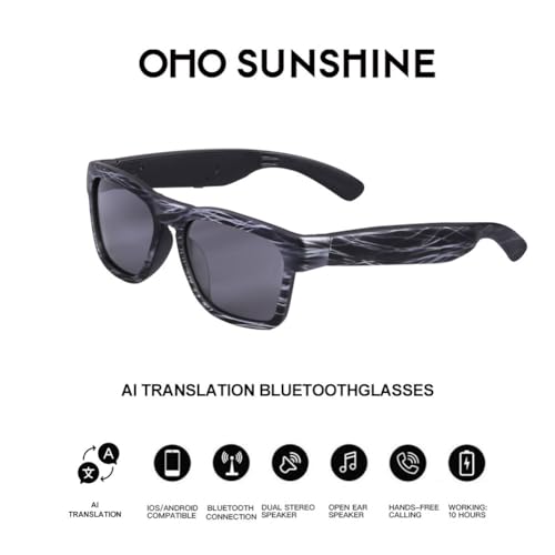 Image of OhO sunshine AI Smart Glasses for Men & Women, Bluetooth Smart Sunglasses with Open Ear Audio & ChatGPT Real-Time Translation (165 Languages), Smart AI Glasses with 10H for Meeting Travel Daily Wear