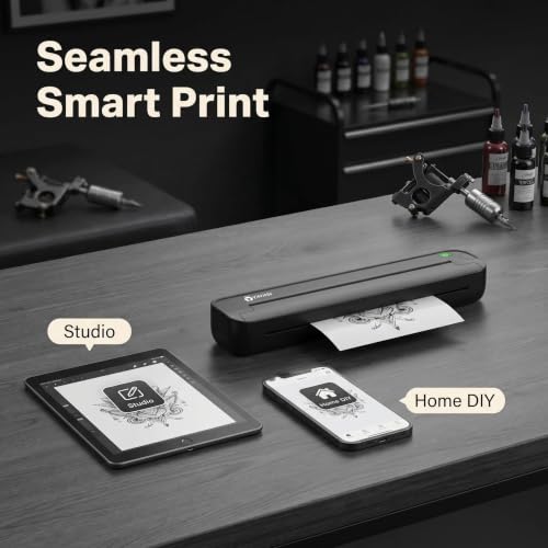 Image of Wireless Thermal Printer Supports A4 Transfer Paper & 8.5 x 11 Inch Thermal Paper, Includes 10 Sheets Thermal Papers & 3 Sheets Transfer Papers, Supports Phone & PC,(Black