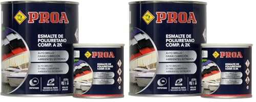 ESMALTE POLIURETANO DOS COMPONENTES BRILLANTE. Azul Eléctrico RAL 5010. 750ML+100ML. Excelente adherencia para pintar sobre hierro, fibra, cristal. (Paquete de 2)