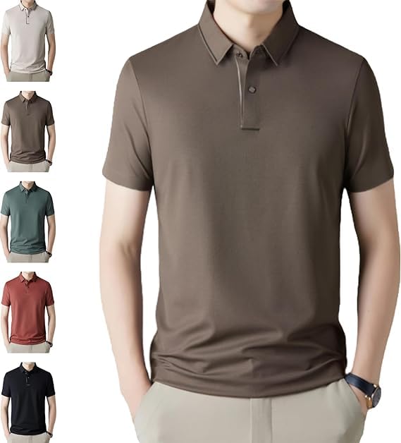 Shirts for Men, Polo Shirt, Fashion Casual Golf Shirts, Slim Fit Short Sleeve Button Polo (M,01)