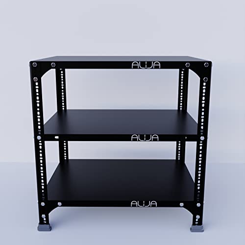Image of ALIJA️ Slotted Angle Metal Rack (2 x 2 x 1.5 Ft. / 24 x 23 x 18 Inch) with 3 Shelves (Black, 24 Gauge Shelves, 18 Gauge Angle)