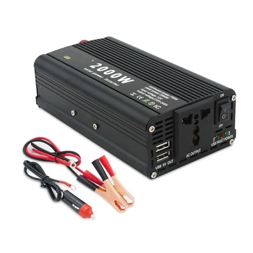 Convertisseur 12V 220V 2000W avec prise universelle 60Hz pour batterie auto