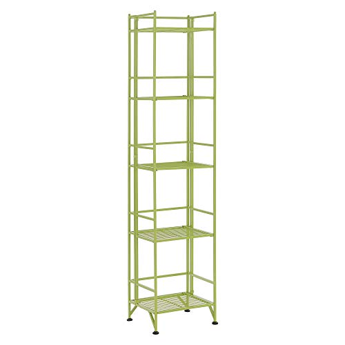 Image of Convenience Concepts Xtra Storage Shelves - 5-Tier Folding Metal Storage Shelves, Closet Organizer for Office, Laundry Room, Bedroom, Garage, Kitchen, Bathroom, Lime Green