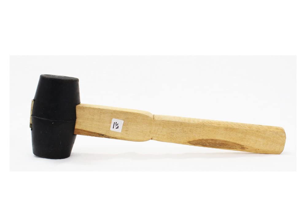 Tunir Professional Rubber Mallet Hammer Head with Wooden Handle, 1.75'' Inch 4