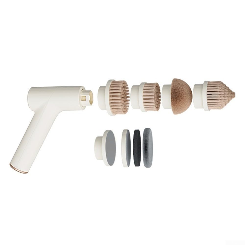 Cepillo de limpieza eléctrico giratorio 7 en 1 inalámbrico con mango extensible para baño, lechada, ducha, pared, suelo, cocina, bañera, impermeable, para herramientas eléctricas, acero inoxidable