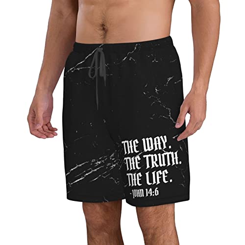 The Way TheTruth The Life John 14:6 - Christian Mens Swim Trunks Quick Dry Shorts Summer Beach Shorts with Pockets Swimsuit2