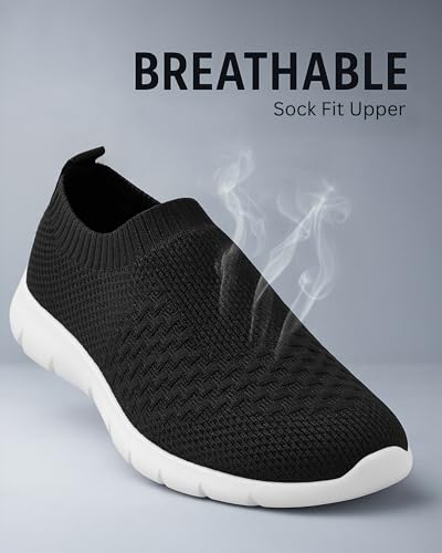 Image of Kraasa Tread Walking Shoes for Men | Knitted Slip-On Sneakers