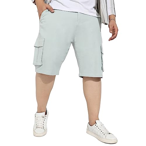 Image of Instafab Plus Men's Cargo Shorts for Casual Wear | 6 Pockets | Plus Size Fit | Button Closure | Cotton Poly Cargo Shorts Crafted with Comfort Fit for Everyday Wear