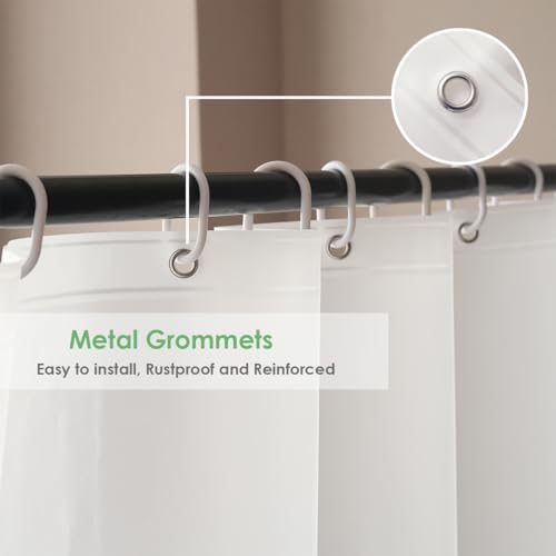 Image of White Plastic Shower Curtain Liner 70 x 74 Inch, Medium Weight Peva Vinyl Frosted Shower Liner for Bathroom, Waterproof