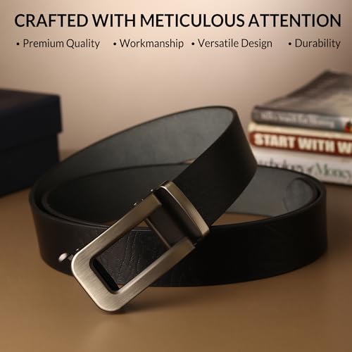 Image of Men Genuine Leather Belt Strong and Timeless Perfect For Formal and Casual Durable and Stylish (Black)