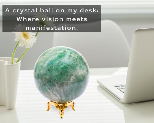 Image of Certified Green Aventurine Crystal Ball for Meditation - Premium Crystal Vastu Items for Home and Feng Shui Items for Good Luck - Ideal for Pooja Supplies and Spiritual Practices (3 inch Inch)