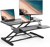 SKY-TOUCH Standing Desk Height Adjustable, 80*40cm Sit to Stand Desk Converter with Keyboard Tray, Ergonomic Sit to Stand Up Riser for Home Office Laptop, Black
