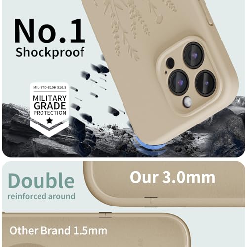 OAOA Engraved for iPhone 15 Pro Max Case, Milk Tea Flower - image 5