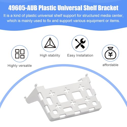 Image of 49605-aub Structured Media Panel Accessories Enclosure Universal Shelf Mounting Bracket for Leviton Media Panel -That Supports 20lbs of Weight - White