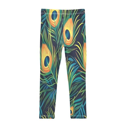 Bolaz Toddler Girls Leggings Printed Yoga Pants Leggings Peacock Feathers for Kids2