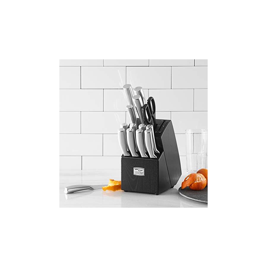 Chicago-Cutlery-Malden-16-Piece-Stainless-Steel-Kitchen-Knife-Set-that-Resists-Rust-Stains-and-Pitting-Kitchen-Knife-Block-Set-with Chicago Cutlery Malden (16-PC) Kitchen Knife Block Set With Wooden Block & Built-In Sharpener, Contoured Handles and Sharp Stainless Steel Professional Chef Knife Set & Scissors