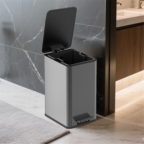 Caneca de basura rectangular de pedal de acero inoxidable negra miniatura 3