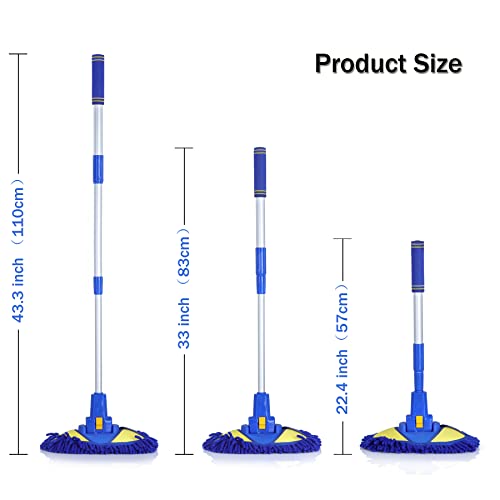 Amiss Microfiber Car Wash Brush, Chenille Car Wash Mops, Car Cleaning Kit Brush Duster, Scratch Free Car Cleaning Tool, Car Interior Exterior Accessories-Blue #TOP3