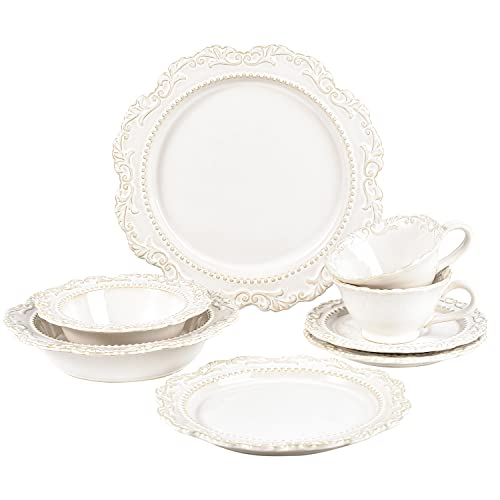 Sungmor 2Pc Ceramic Pasta Bowls Set, 8.5Oz Salad Bowl & 15Oz Soup Bowl, Beautiful Vine Emboss Porcelain Large Serving Bowl, Vintage Medieval Europe Style Wide & Shallow Big Heavy Bowls Dinnerware #TOP6