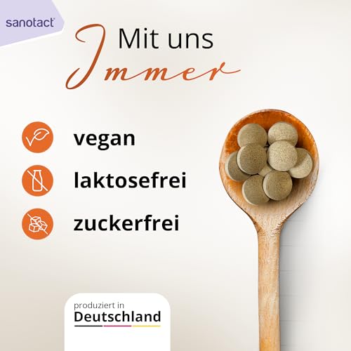 sanotact Bierhefe Tabletten 400 Tabletten • 100% natürliche Bierhefe vegan • Mit Biotin für schöne Haare & gesunde Haut • 6 B-Vitaminen • Auch für Hunde geeignet • Hefetabletten
