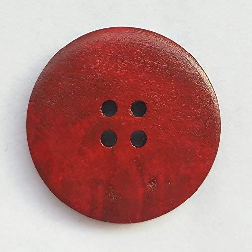 Chenkou Craft 30pcs Big Size 40mm 1 1/2" Round Wood Buttons 4 Holes Craft Sewing Button (Wine)