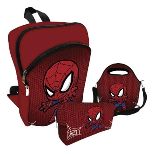 Kit Mochila de Costa Infantil + Lancheira + Estojo Aranha