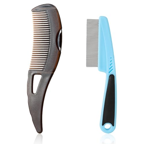 UZEXYO 2 Pack Dandruff Comb Scalp Exfoliator for Removal a Fine Tooth Scalp Cleaning Comb for Psoriasis and Oily Hair a Stainless Steel Detox Brush for Women Men