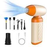 iKristinエアダスター 電動エアダスター ブロワー 洗車 超強力 180000RPM高速回転最大風速120m/s 4段階風量調整小型エアダスター Type-C 充電式 エアダスター 軽量 最強ブロワー 2種類ノズル付き PC掃除洗車/車内/PC/キーボード/家具/掃除用等 説明書付き (オレンジ)