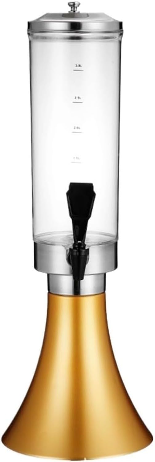KGAIXN Drink Dispenser for Parties 100oz 3L Sauce Juice Server Draft Beer Container Drink Dispensers for Water Kegs Beverage Station, Gold, 22x61cm