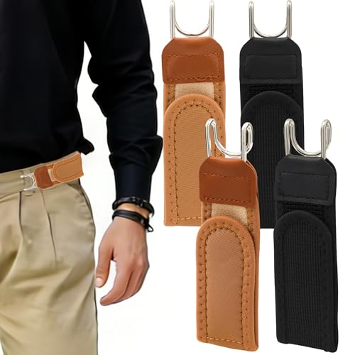 Dreaku Senza Fibbia Cintura Uomo Donna, Elastica Tattica Cinture da Uomo Cintura Uomo Senza Buchi Unisex per Jeans, Pantaloni Tempo Libero & Uscite (2 Nero + 2 Marrone)