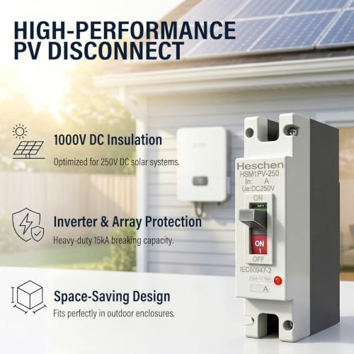 Miniatura 2 de Heschen Mccb Disyuntor De Circuito De, 1 Polo, Dc250 V, Para Sistema Solar Fotovoltaico Fotovoltaico, Sistema De Red 200a Hsm1pv-250
