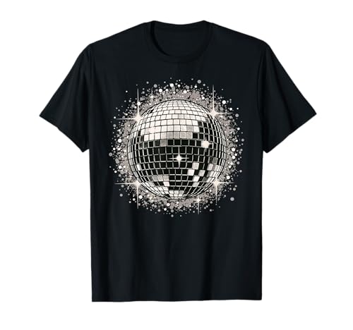 Schwarz-weiße Discokugel Retro Party T-Shirt