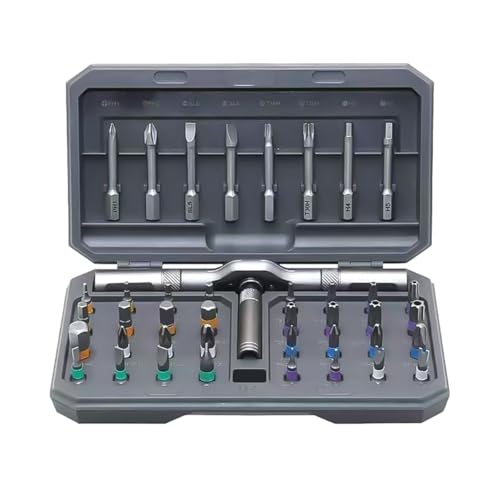 Enwye Jeu de tournevis à cliquet 42 en 1, kit d'outils de réparation multi-usages en acier au chrome vanadium haute dureté, noir