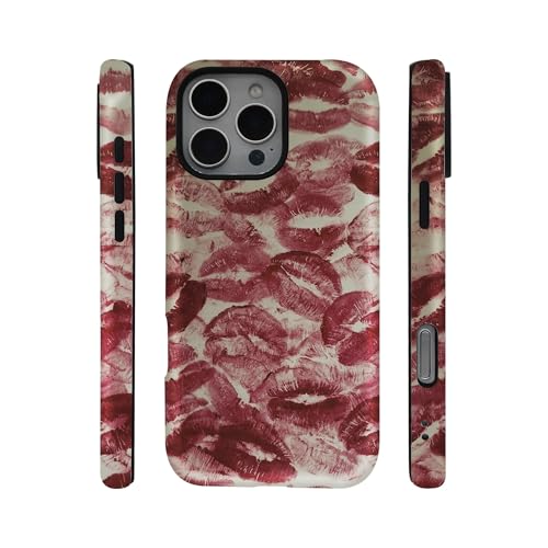 qizjio Lips Phone Case Shockproof Protective Kiss Lipgloss Phone Cover for iPhone 16 Pro Max