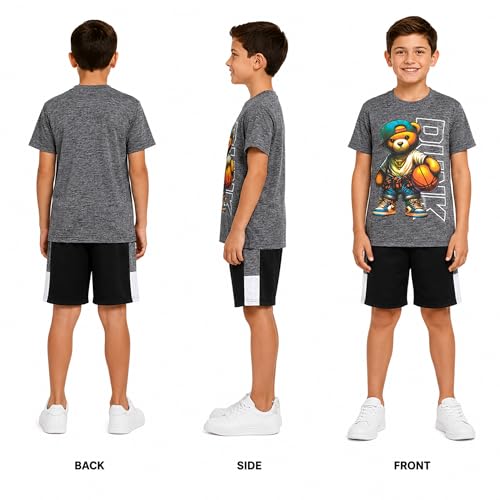 Image of Pro Athlete Active Boys Short Sets - 2 Piece Performance Crewneck Short Sleeve T-Shirt and Shorts Boys Athletic Sets (8-16)