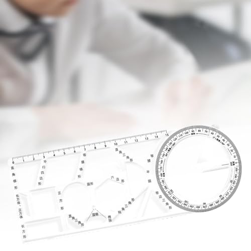 Baoblaze Régua geométrica pp rascunhos réguas escala clara matemática desenho régua para ensino de m