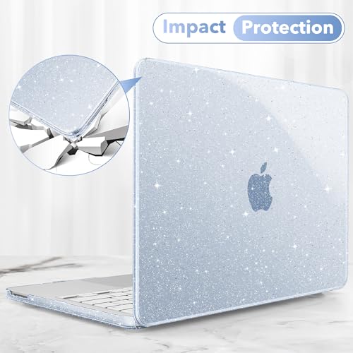 Image of May Chen Compatible with MacBook Neo 13 inch Model A3404 2026 Release, Slim & Lightweigh Frosted Finish Protective Case with Keyboard Cover&Screen Protector, Glitter Blue