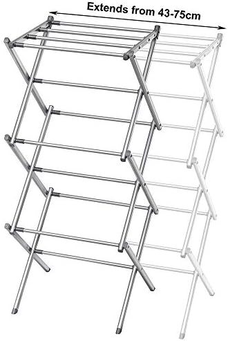 3 Tier extendable Clothes Airer Dryer Indoor Outdoor Metal Laundry Drying Rack by Crystals® (SILVER)