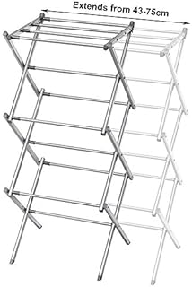 3 Tier extendable Clothes Airer Dryer Indoor Outdoor Metal Laundry Drying Rack by Crystals® (SILVER)