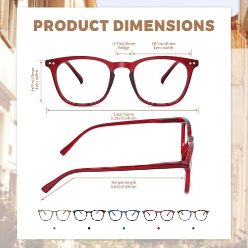 JiSoo Womens Reading Glasses 1.0, Trendy Readers Glasses Women, Lightweight Ladies Magnifying Glasses for Reading Red+Blue - Image 4