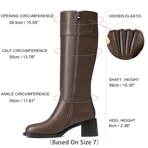 Image of Reitoye Knee High Boots Women Platform Chunky Block Heel Zipper Tall Boots | PU leather low heel boots with slip-resistant rubber sole, breathable lining, all-day comfort for daily, wedding and party.