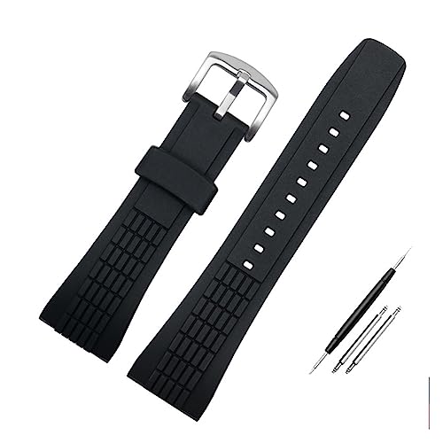 For Seiko for VELATURA for SRH 006 for 013 for SPC007J1 for SNAE17 26mm correa deportiva de silicona negra 26mm correa de reloj de goma for hombre accesorios (Color : Black Silver, Size : 26mm)